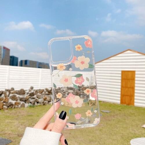 Fashion ins Korea painting bling flower soft phone Case for apple iphone 12 Pro 7 8 plus 11 X XS XR MAX MiNi SE 2020 back cover