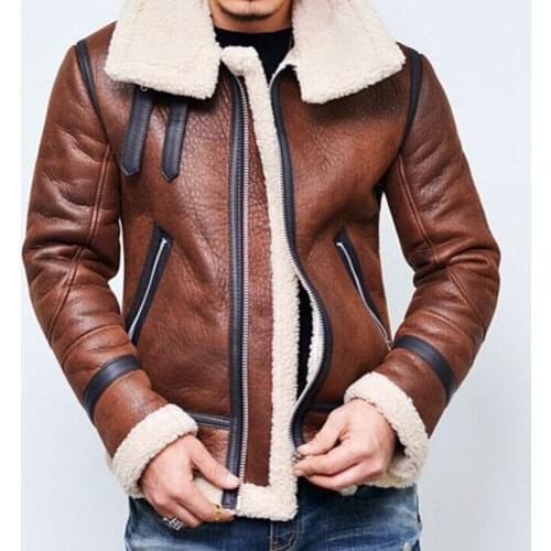 MOONBIFFY Mens Sheepskin Jackets