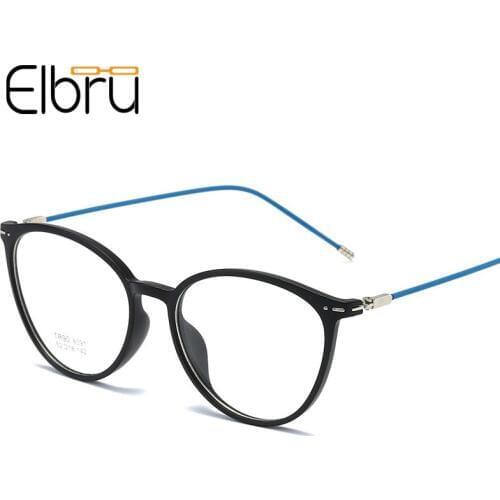 Elbru Ultralight Cat Eye Myopia Glasses Women&Men TR90 Transparent Frame Finished Nearsighted Goggles Diopter -0.5~6.0