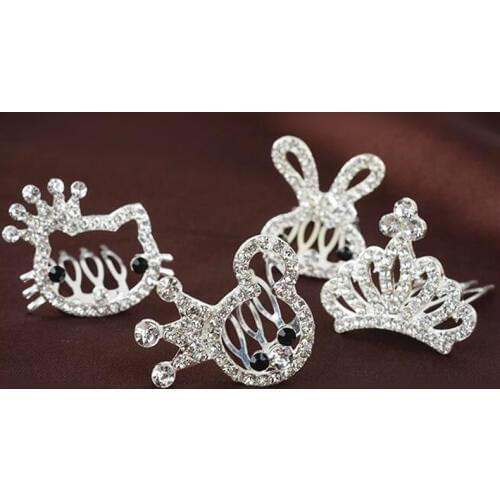Fashion Crown Hair Accessories Bride Wedding Crystal Princess Tiara Headwear Lovely Animal Headdress Hair Comb Wholesale