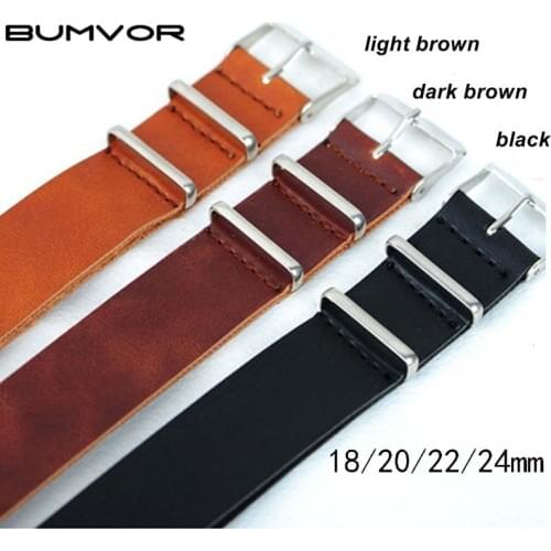 High Quality PU Leather ZULU Strap Strap NATO Imitation Leather Strap Universal 18mm 20mm 22mm 24mm Watch Accessories