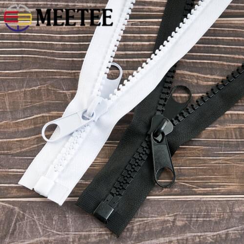 Meetee 1/2/3/4/5 Meter 10# Resin Zipper Open-end Tail Double Side Slider Lock for Sewing Jacket Coat Placket Tent Long Zip ZA211
