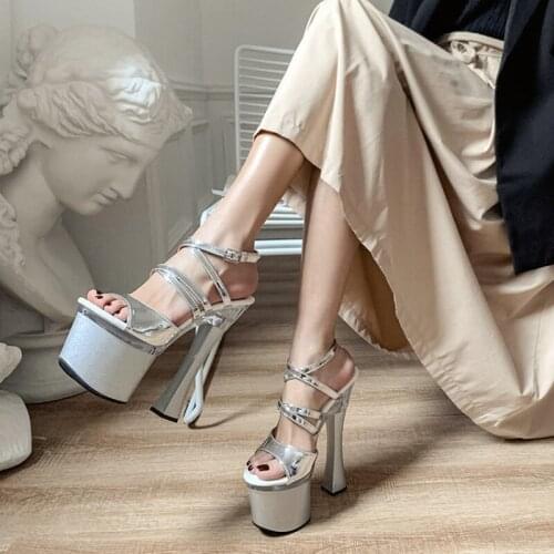 Luxury Summer Girls Women Designers sandalia feminina Super High Heels 17.5 CM Sandals Pumps Buckle Party Big Size Shoes 630-31