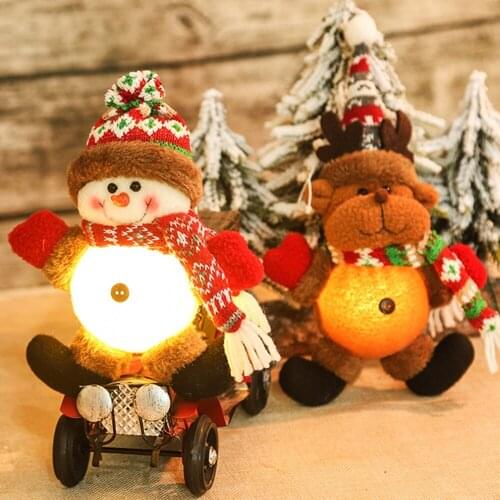 Christmas Tree Hanging Doll Ornaments Christmas Snowman Elk Doll Pendant With Lamp Navidad New Year Party Decoration Supplies