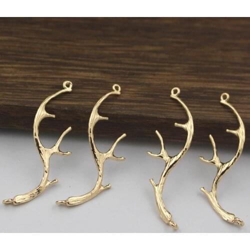 20pcs Brass Casted Deer Horn Connectors Oriental Branch Charms Quality Gold Color for Women Bridal Wedding Jewelry Designs