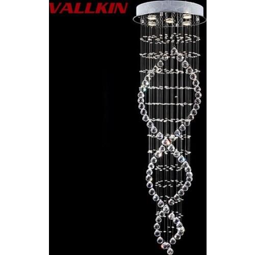 Modern Double Spiral Circle Round Crystal Chandelier Pendant Lamp Raindrop Hanging suspension Light LED lighting Fixture