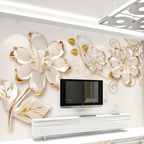 Three-dimensional floral wallpaper minimalist living room TV backdrop bedroom mural sofa 3d Custom Size