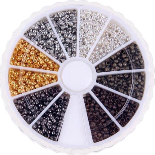 3000-piece 6 colors Mixed Tube Crimp End beads 2mm Bracelet Loose Copper Beads Spacer for Bracelet Necklace DIY Jewelry Making