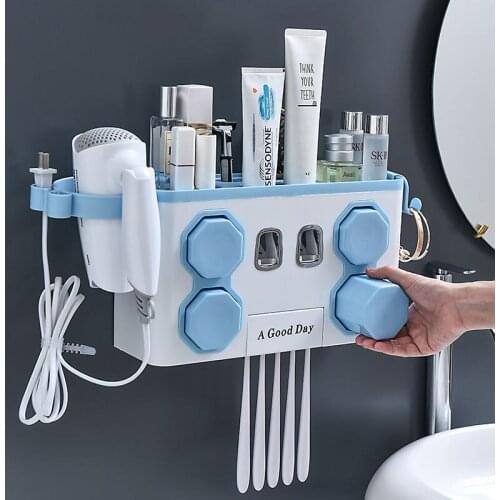 Toothbrush Rack Punch-Free Bathroom Accessories Sets Multifunction Wall-Mounted Toothbrush Holder Tooth Brush Rack Organizer
