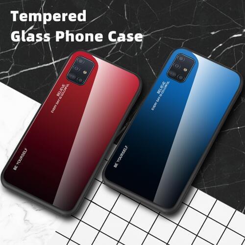 Protective Case For Samsung Galaxy S20 Plus S20 Ultra A51 A71 A50 A70 Tempered Glass Phone Case Gradient Cover Armor
