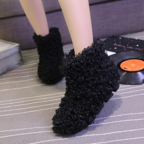 SWYIVY Woman Snow Boots Shoes Mid Calf Velvet Fur 2018 Winter Warm Laides Warm Cotton Padded Snowboots Shoes Female Snow Boots