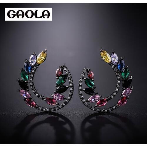 GAOLA Elegant Romatic Geometric Clear Cubic Zirconia Big Stud Earrings Wedding Jewelry GLE9020