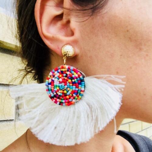 Glass Beads Handmade Pendientes Tassel Round Drop Earrings For Women Bohemian Fashion Earrings Wholesale Party Gifts 2019 new