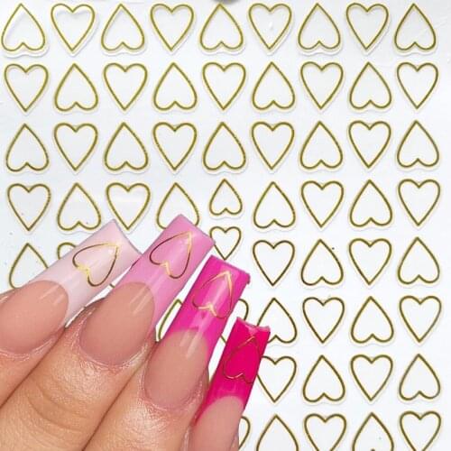 1pcs Love Hearts 3D Nail Stickers Golden Adhesive Ultra-thin Hollow Love Nail Art Sticker DIY Nail Sticker Nail Art Decorations