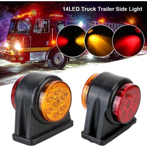 12V-24V For Truck Lorry Trailer Turn Signal Clearance Light Yellow Red Indicator Lamp 14 LED Side Marker Light Truck Lamp