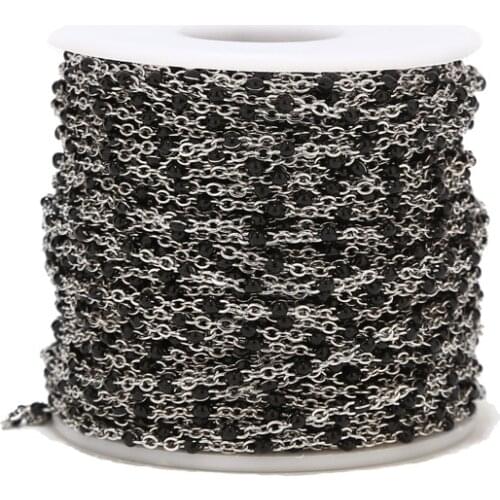 2Meters Stainless Steel 2mm Width Enamel Chains Gold Plated Beaded Link Cable Chain for DIY Necklaces Jewelry Making Findings