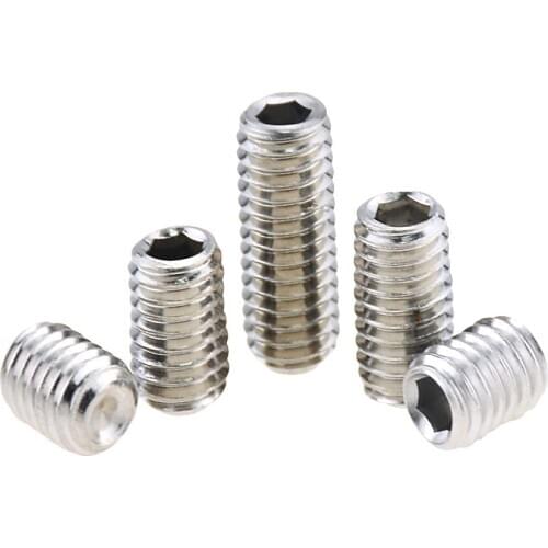 5PCS M8*8-30 10 16 20 25 Hexagon Hex Socket Set Screw Flat Point Allen Head Grub Screw Stainless Steel Headless Set Screw M8x8