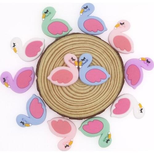 Kovict 50/100pcs Flamingo Silicone Beads Food Grade BPA Free for DIY Baby Teething Pacifier Chain Pendant Accessories Gifts