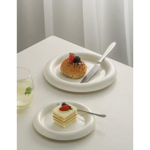 European-style White Plate, Home Western Food Plate, Dessert, Ceramic Breakfast Plate, High-grade Tableware, Round Deep Plate