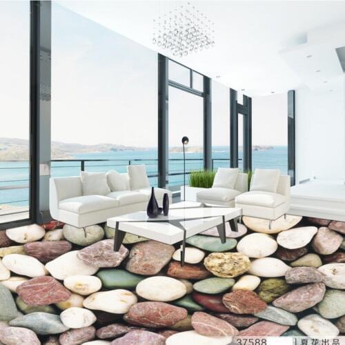 Free shipping photo floor custom living room bathroom bedroom stereoscopic wallpaper flooring Pastoral pebble 3D floor