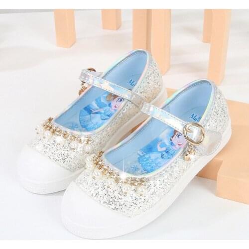Disney Summer Kids Shoes 2021 Fashion Leathers Sweet Children Sandals For Big Girls Toddler Baby Breathable PU Out Bow Shoes