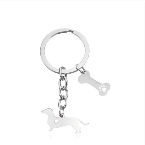 Bedlington Terrier pendant keychain with bone