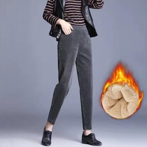 Black Warm Pants Women Skinny Thick Velvet Wool Fleece Girls Winter Pants Women Trousers Lambskin Cashmere Pants Leggings