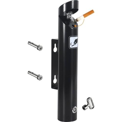 OSKYER Stainless Steel 304 Cylinder Wall Mounted Ashtray Lockable 18-8 Outdoor Big Capacity Public Cigarette Ash Bin Smokeless