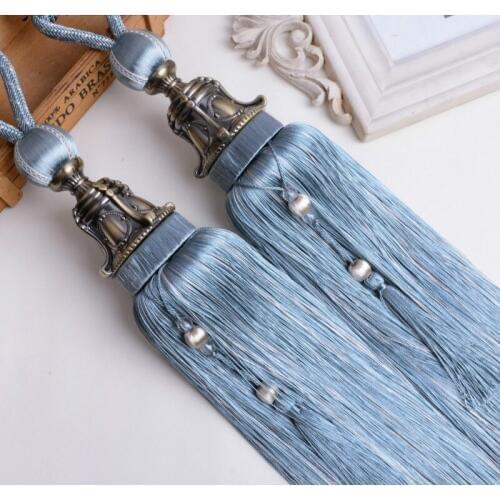 2Pcs Europe Curtain Tassel Fringe Tiebacks Straps Hanging Belt Ball Curtain Accessories Brush Bind Buckle Curtain Holder