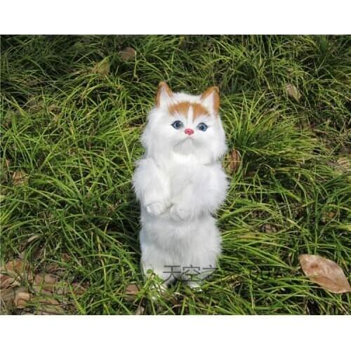 Simulation cat about 28x10cm white cat , standing cat hard model home decoration gift h1423