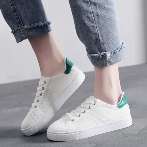 Small White Shoes 2020 Summer Womens Mesh Air Breathable Flats Bottom Female Comfortable Sneaker Casual Walking Shoes for Women