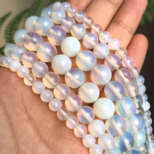 4 6 8 10 12mm Natural Opal Round Loose Beads Natural Stone Beads For DIY Necklace Bracelet Jewelry Making Strand 15" Wholesale