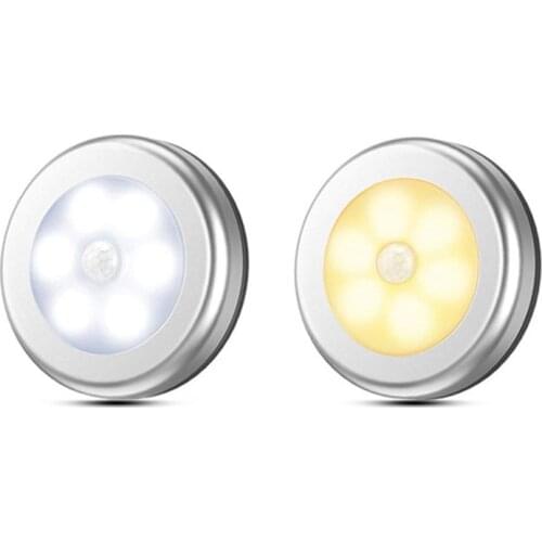 PIR Motion Round Sensor Cabinet Light Auto Smart Night Lamp LED Lights For Home Bedroom Closet Kitchen Wardrobe Light