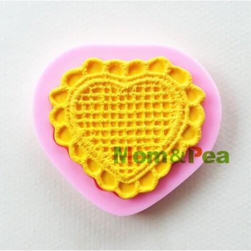 Mom&Pea 1046 Free Shipping Knitted Heart Shaped Silicone Mold Cake Decoration Fondant Cake 3D Mold Food Grade