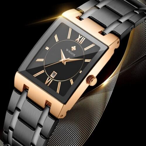 Mens Square Business Precision Steel Quartz Watch Waterproof Calendar Watch Movement Timing Automatic Non Mechanical Watch