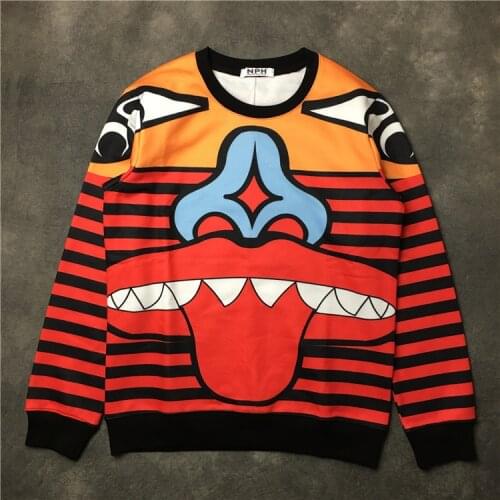 New High High Men Funny clown stripes gentleman Hoodies Hoody hooded Sweatshirts velvet Cotton Drake Thicken Fleece #d67