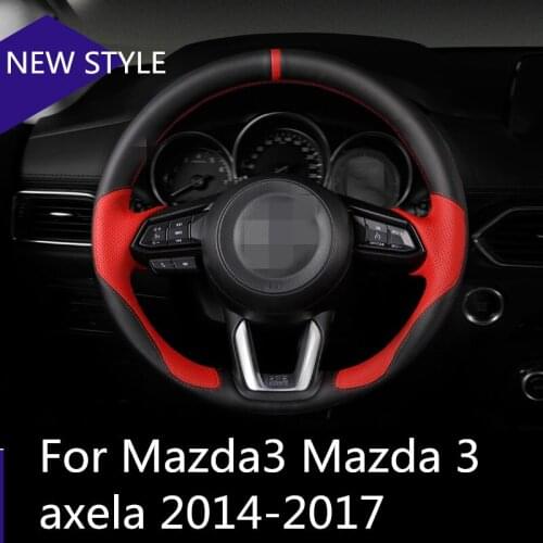 For Mazda3 Mazda 3 axela 2014-2017 Steering Wheel Covers soft Leather braid on the steering-wheel of Car Interior accessories