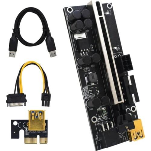 New PCI-E Pcie Riser 009 Express 1X 4x 8x 16x Extender PCI E USB Riser 009S GPU Dual 6Pin Adapter Card SATA 6pin For GPU Miner