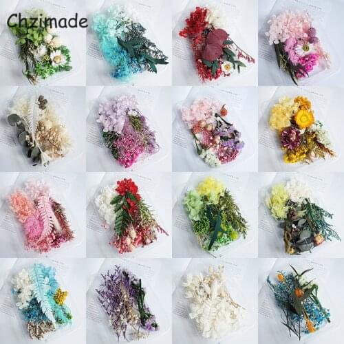 Chzimade Mixed Color Real Dried Rose Flower Natural Dry Plants For Candle Epoxy Resin Pendant Diy Handmade Party Crafts