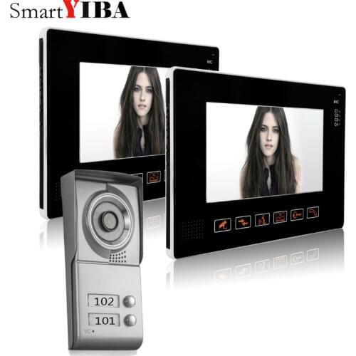SmartYIBA 2 Units Apartment Intercom Wired 9"Video Door Phone Video Door Entry System Intercom Doorbell Camera Home Security Kit