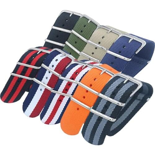 Gosear 3-Ring 20/22mm Fashion Adjustable Nylon Replacement Watch Strap Band Belt for NATO 007 James Bond Zulu Watch Accessories
