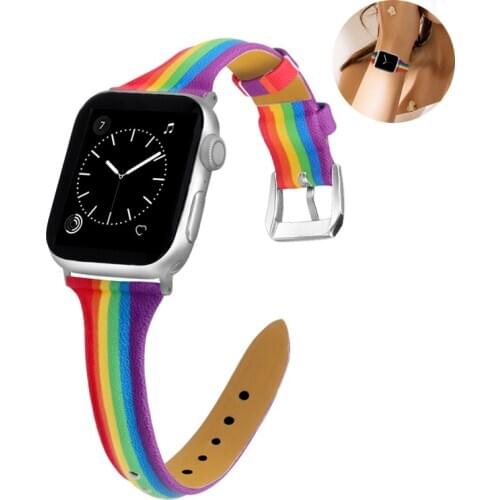 Pride Edition strap for Apple watch band 40mm 44mm 38mm 42mm Sport band leather watchband iWatch Series 5 4 3 38 42 44 mm