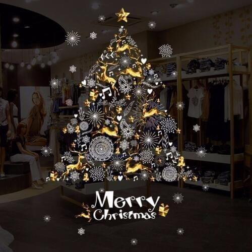 Merry Christmas Wall Sticker DIY Window Sticker Christmas Decoration for Home Navidad Noel Decor Supplies New Year 2019