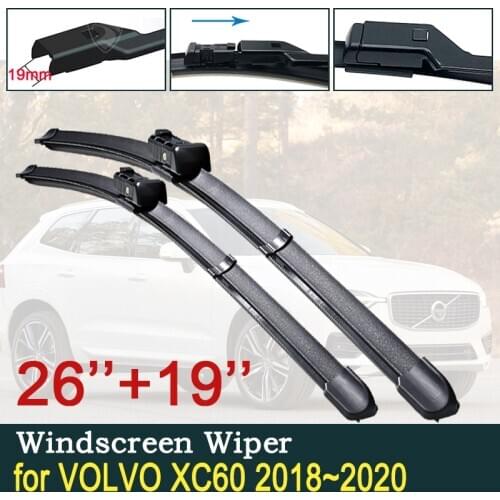 For VOLVO XC60 2018 2019 2020 MK2 Car Wiper Blades Front Windshield Wipers Car Accessories Stickers MK2 RDesign T4 T5 T6 D4 D5