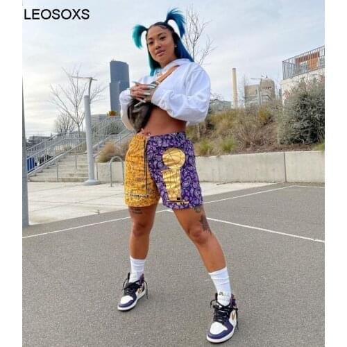 Summer Womens Clothing Main Push Waist Drum Flower Letter Positioning Color Matching Shorts High Waist Fashion Shorts