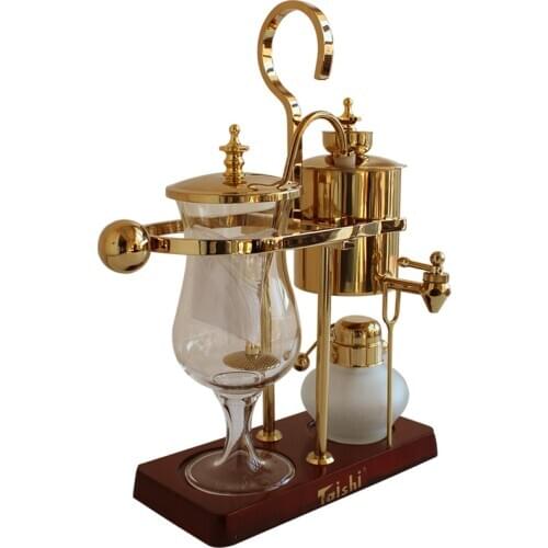 Glass Syphon Siphon Drop Coffee Maker Pot 4 Cups Belgian Belgium Luxury Royal Family Balance Polished Rose Gold Color