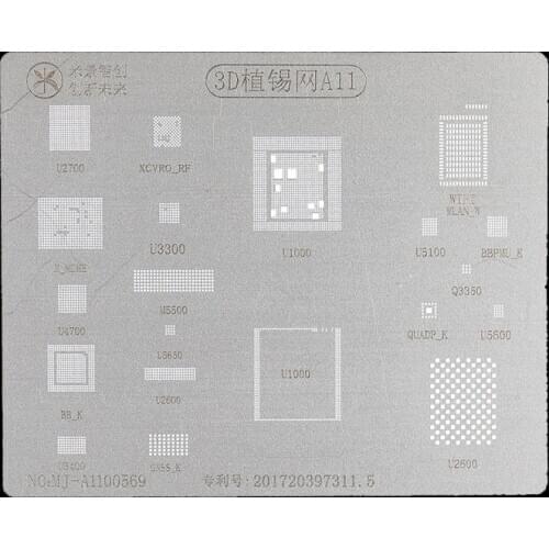 BGA Reballing Stencil 3D Planting Stencil Net Fixture IC For A8 A9 A10 A11 for iPhone 6S 7G 8G 8P X Series IC Chips Reballi