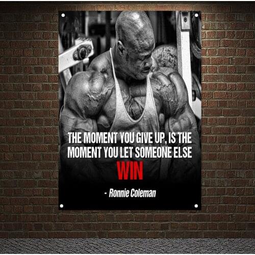Inspirational Poster Tapestry 4 Grommets Custom Flag Stadium Gym Wall Decor Man Body Building Workout Banner Wall Hanging E5