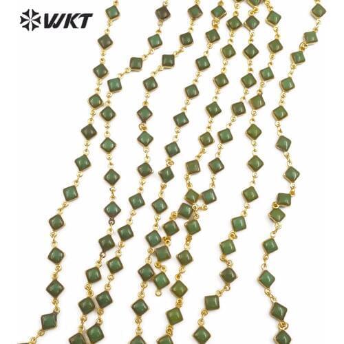 WT-RBC101 WKT Dark green resin beads chain in gold square shape beads DIY multi-purpose necklace chain for jewelry making