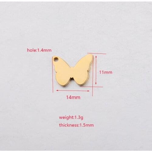 DIY jewelry 5pcs 11*14mm mirror polished stainless steel creative butterfly pendant accessories for bracelet/necklace/keychain